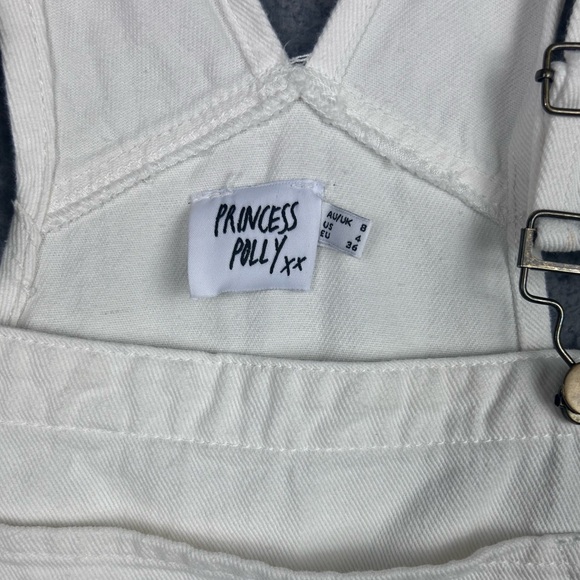 Princess Polly Overalls Shortalls Bibs White Shorts Adjustable Summer Size 4 - Picture 3 of 9